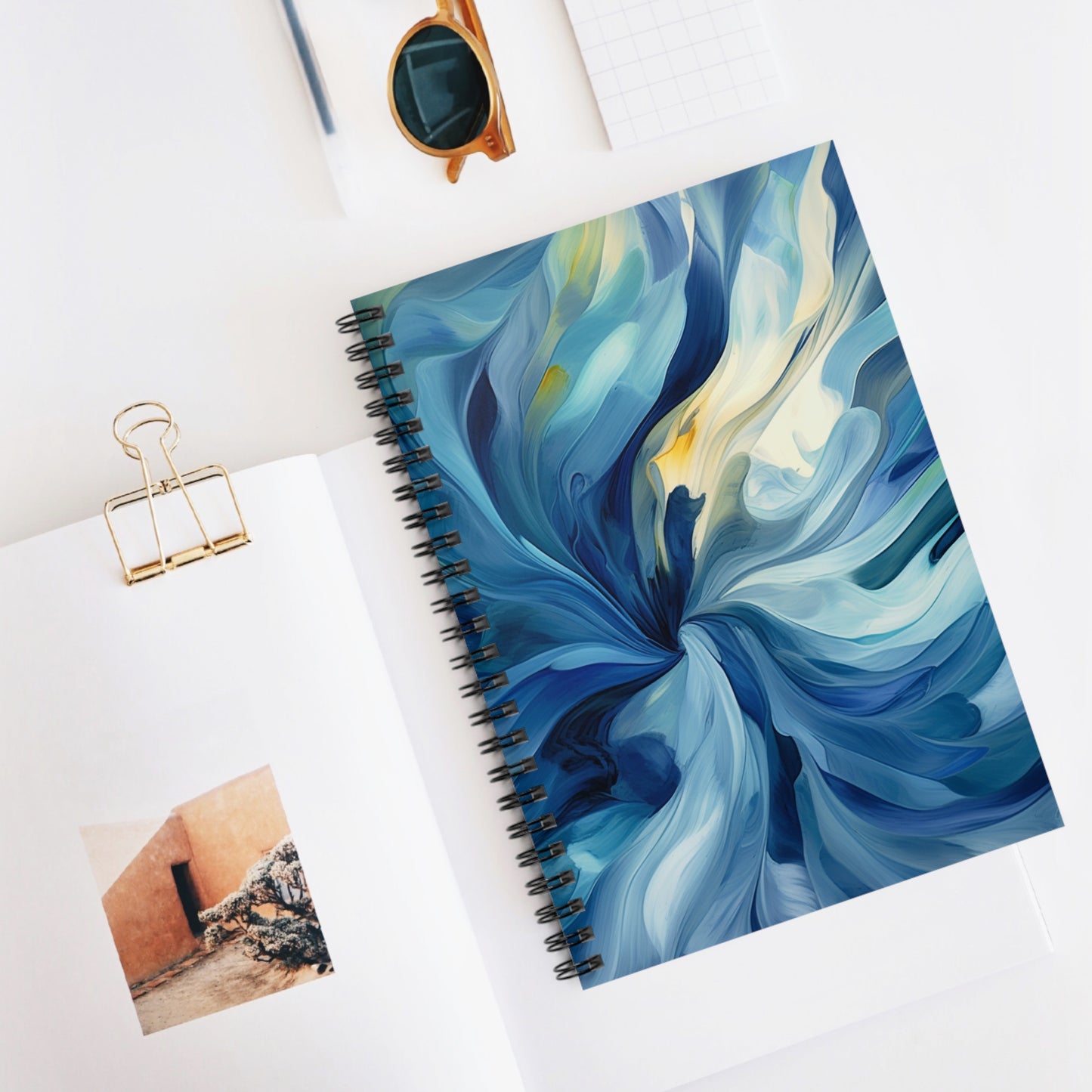 Spiral Notebook - Ruled Line Blue Tluip Abstract 4