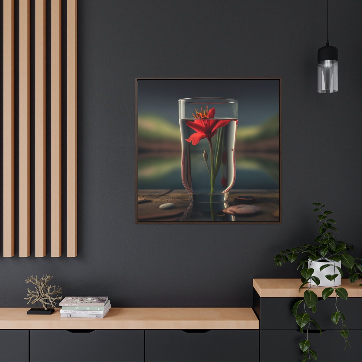 Gallery Canvas Wraps, Square Frame Red Lily in a Glass vase 1