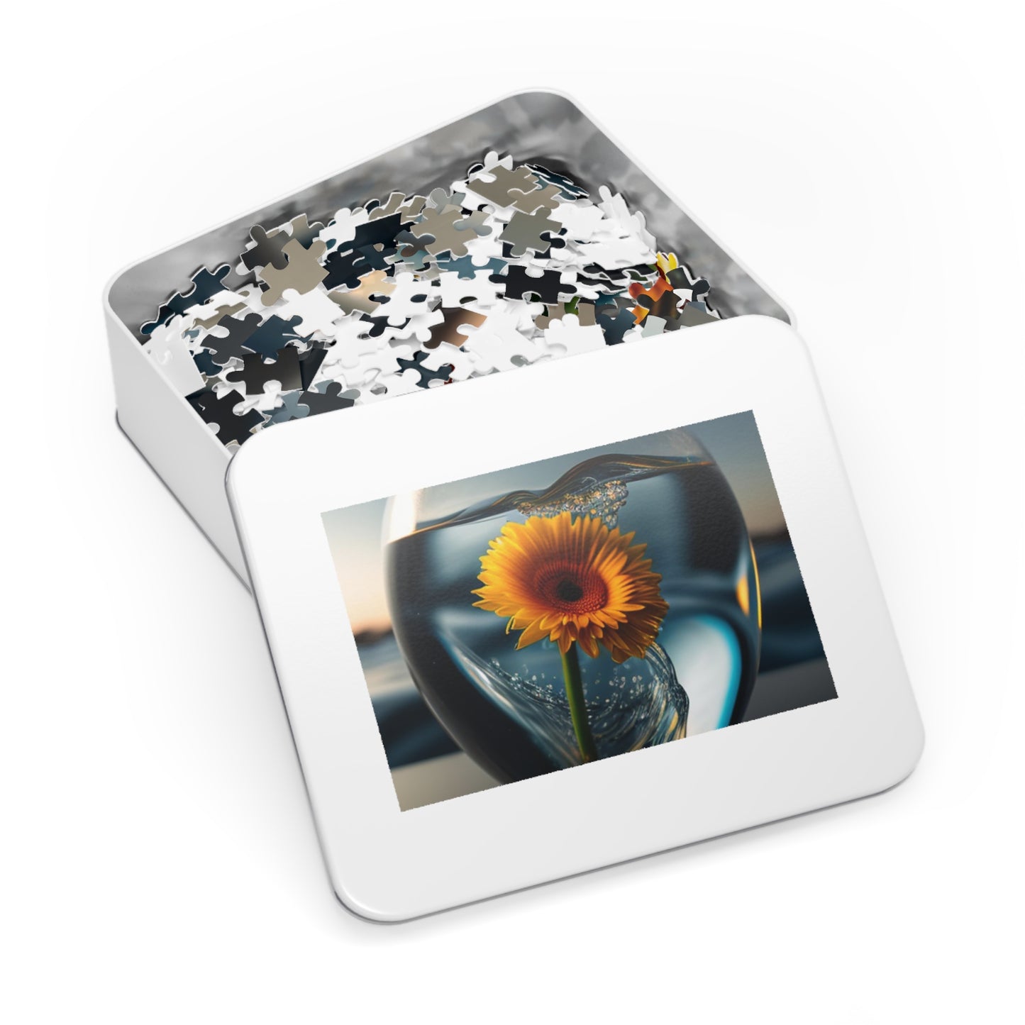 Jigsaw Puzzle (30, 110, 252, 500,1000-Piece) yello Gerbera glass 3