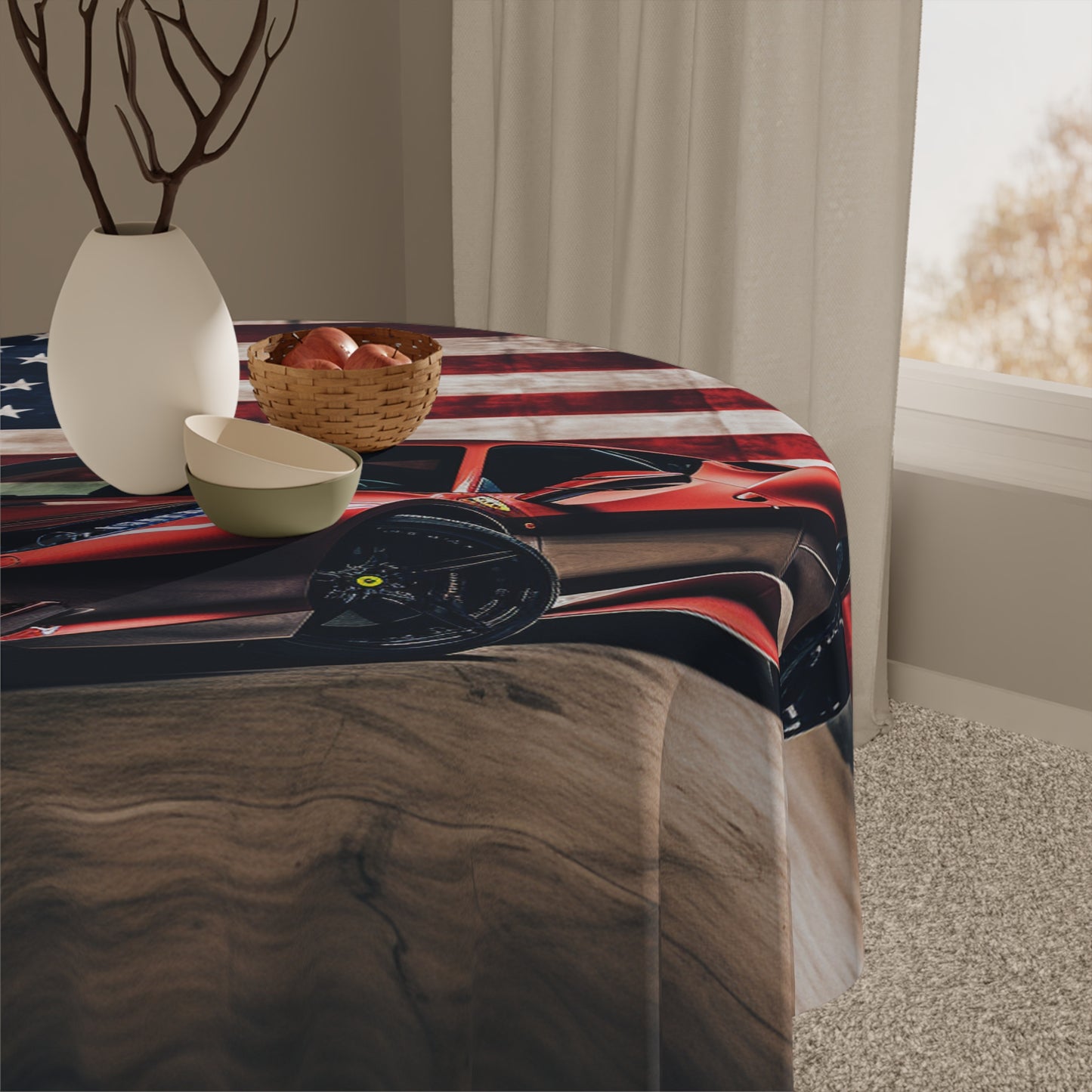 Tablecloth American Flag Background Ferrari 4