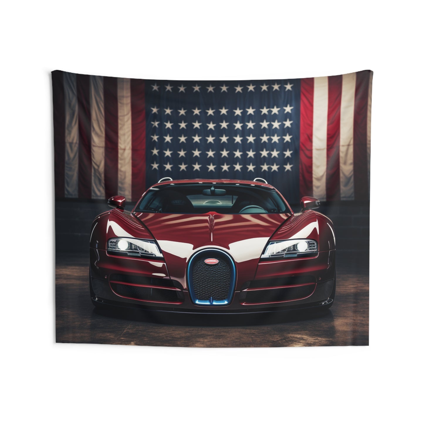 Indoor Wall Tapestries American Flag Background Bugatti 1