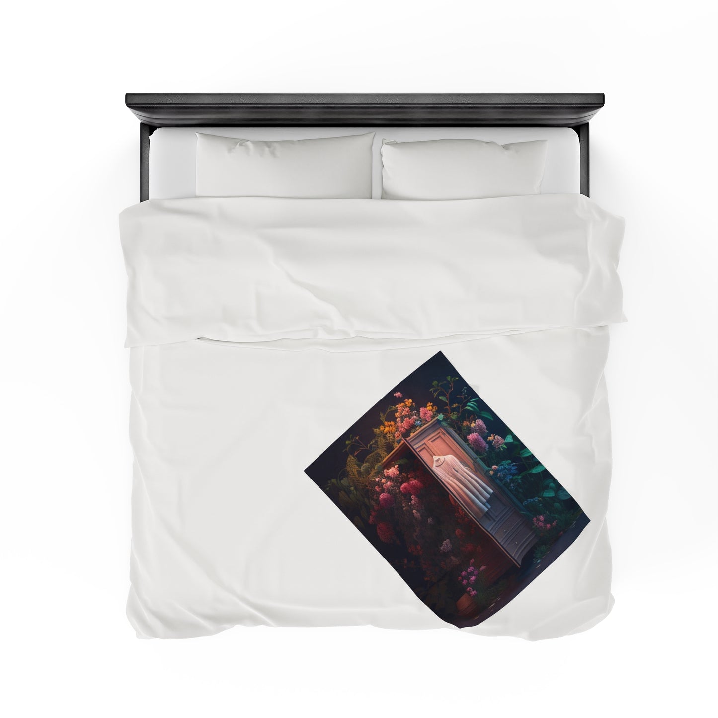 Velveteen Plush Blanket A Wardrobe Surrounded by Flowers 3