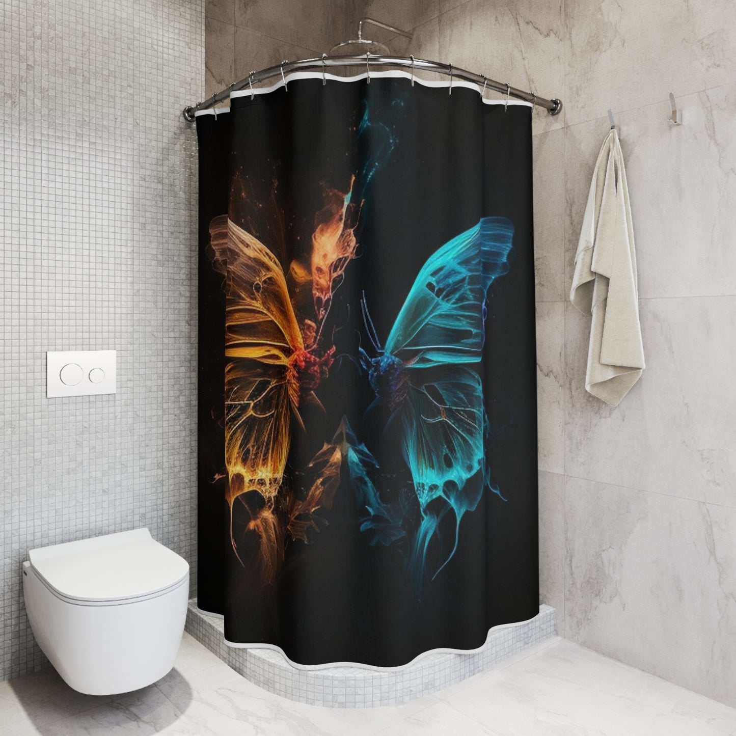 Polyester Shower Curtain Neon Glo Butterfly 4