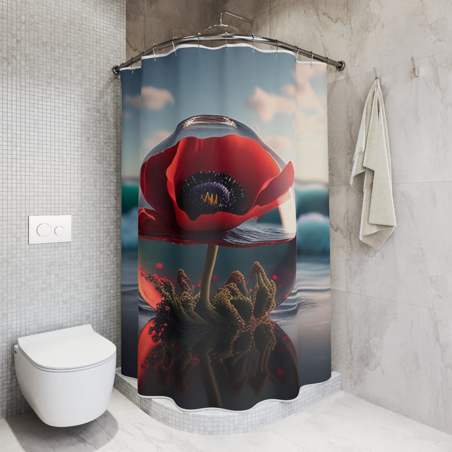 Polyester Shower Curtain Red Anemone in a Vase 4