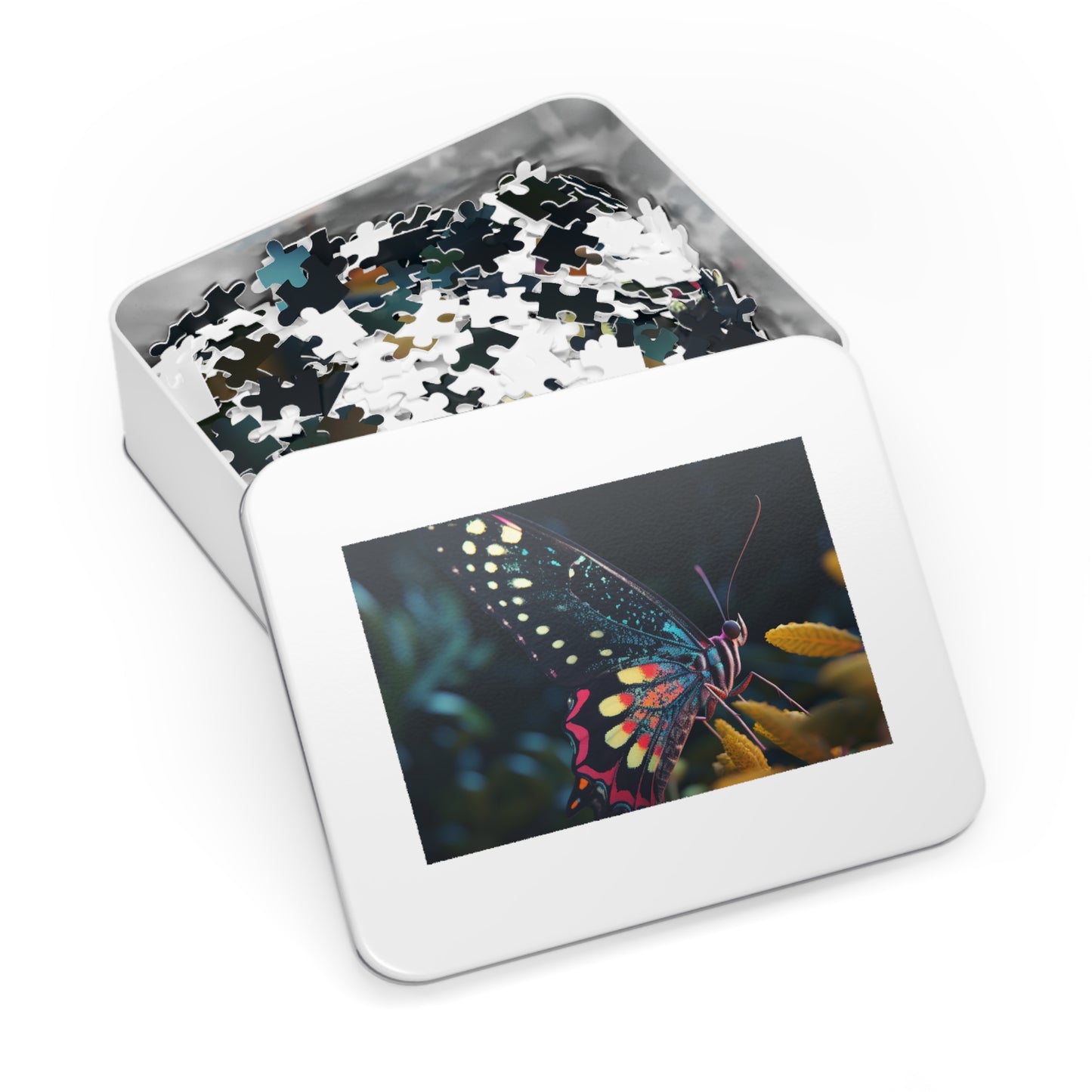 Jigsaw Puzzle (30, 110, 252, 500,1000-Piece) Hyper Colorful Butterfly Macro 2