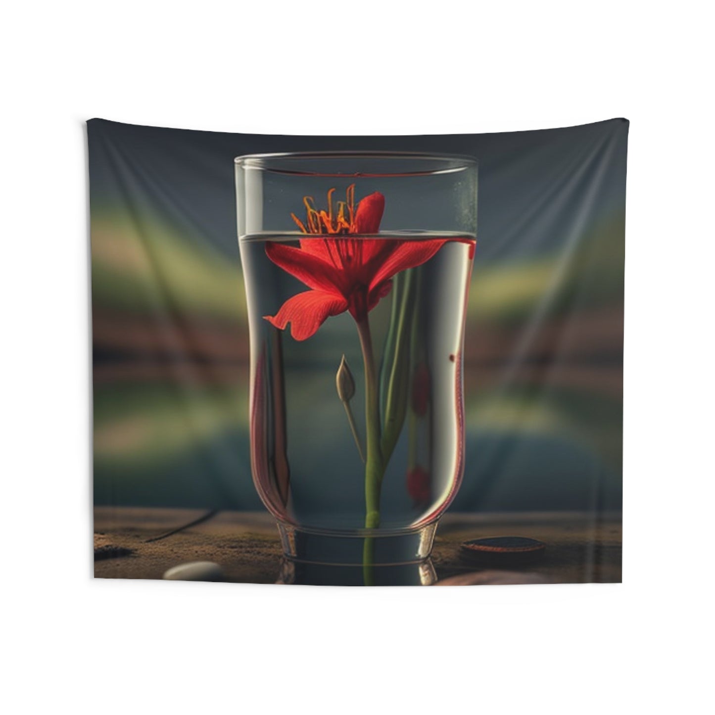 Indoor Wall Tapestries Red Lily in a Glass vase 1