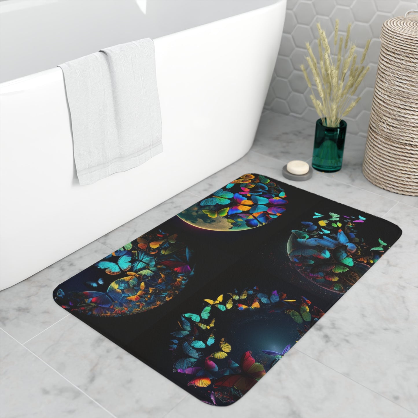 Memory Foam Bath Mat Moon Butterfly 5