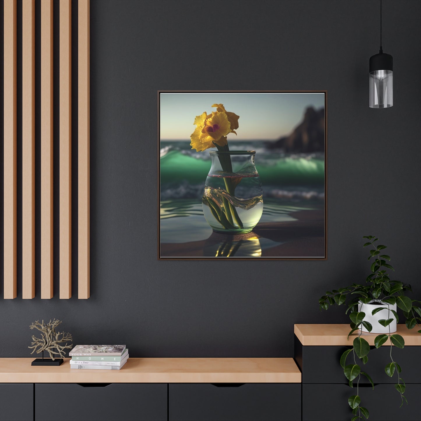 Gallery Canvas Wraps, Square Frame Yellow Gladiolus glass 1