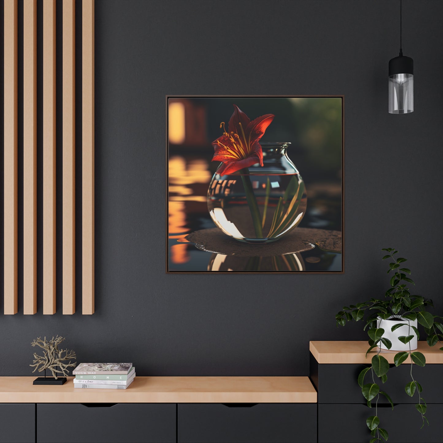 Gallery Canvas Wraps, Square Frame Red Lily in a Glass vase 2
