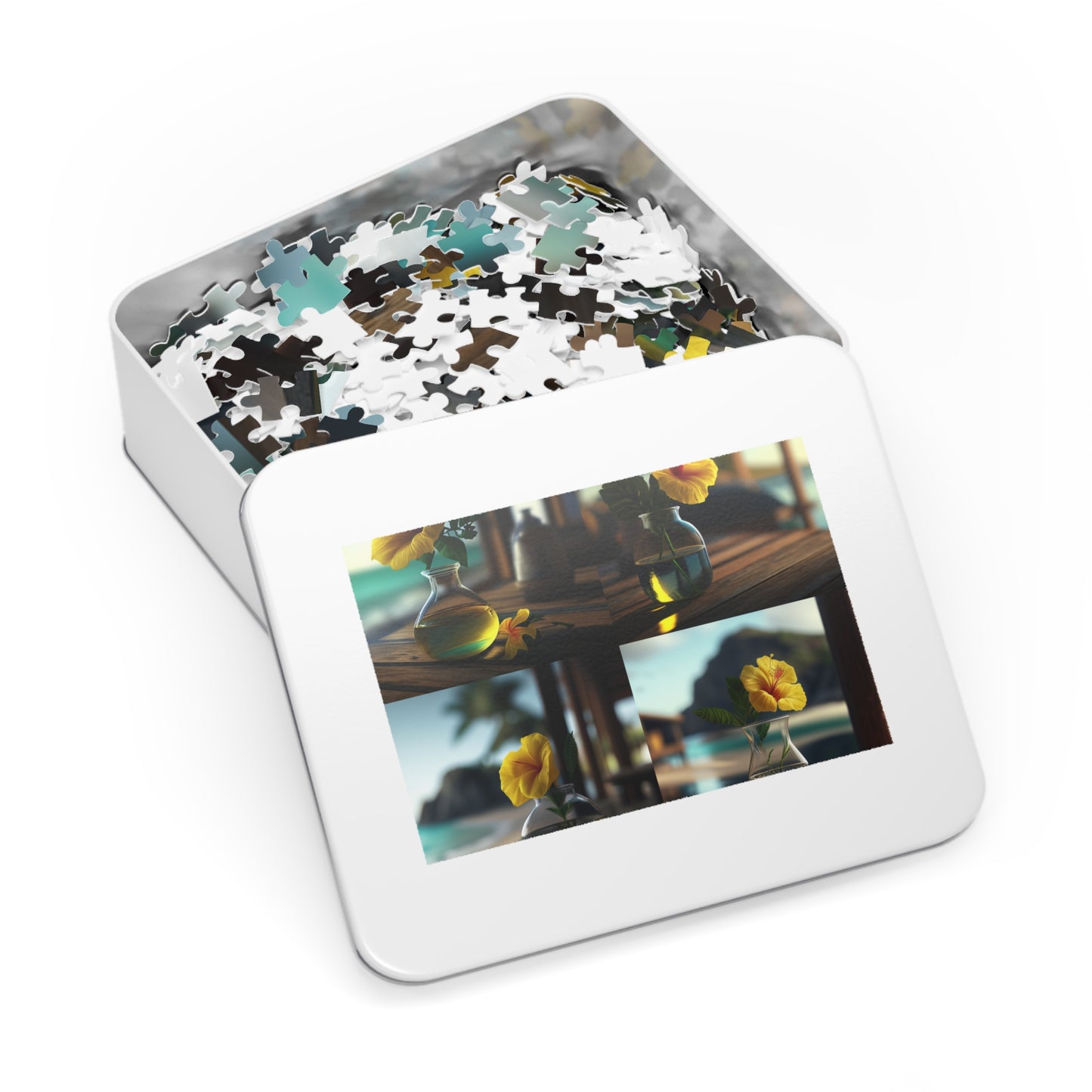 Jigsaw Puzzle (30, 110, 252, 500,1000-Piece) Yellow Hibiscus Wood 5