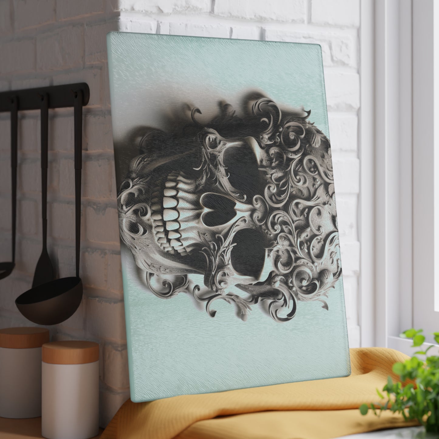 Glass Cutting Board Skull Treble Clef 2