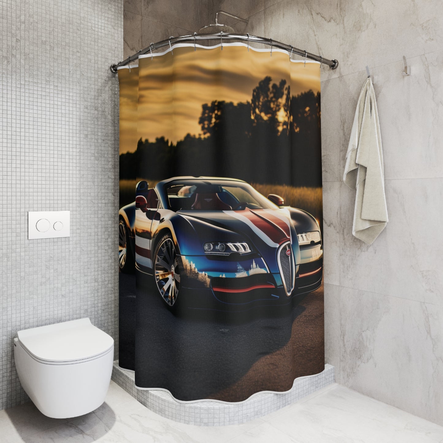 Polyester Shower Curtain Bugatti Flag American 3