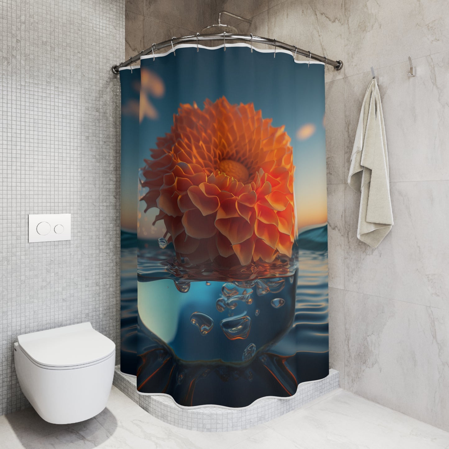 Polyester Shower Curtain Dahlia Orange 4