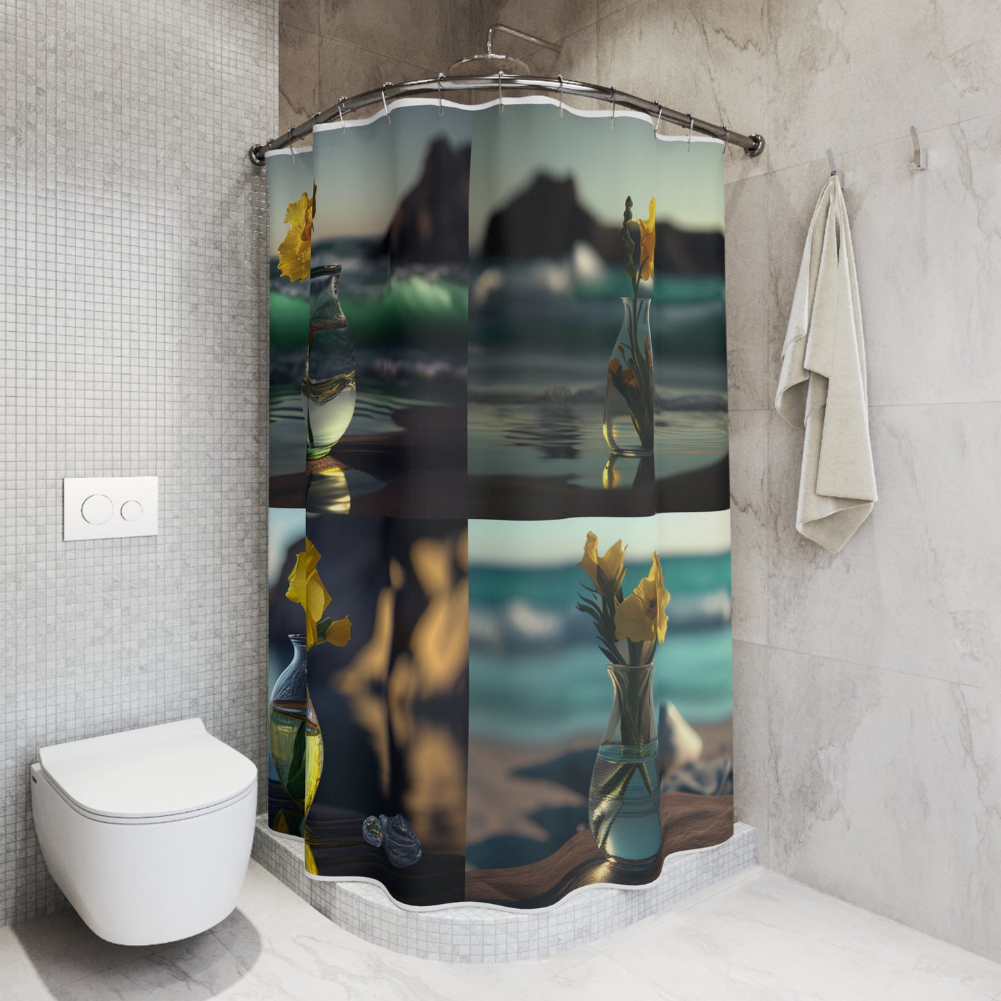 Polyester Shower Curtain Yellow Gladiolus glass 5