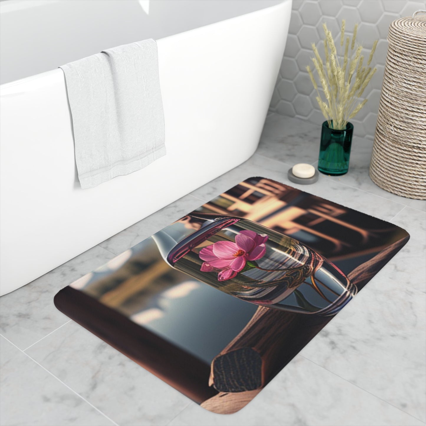 Memory Foam Bath Mat Pink Magnolia 3