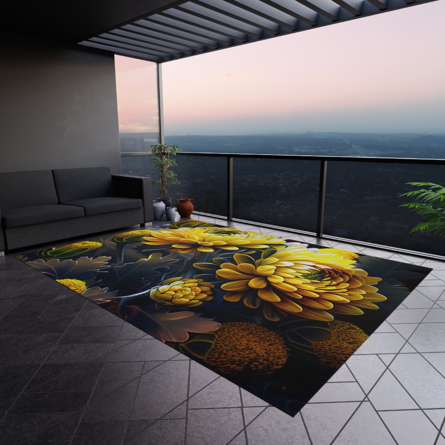 Outdoor Rug Yellow Hermosas Flores Amarillas 3