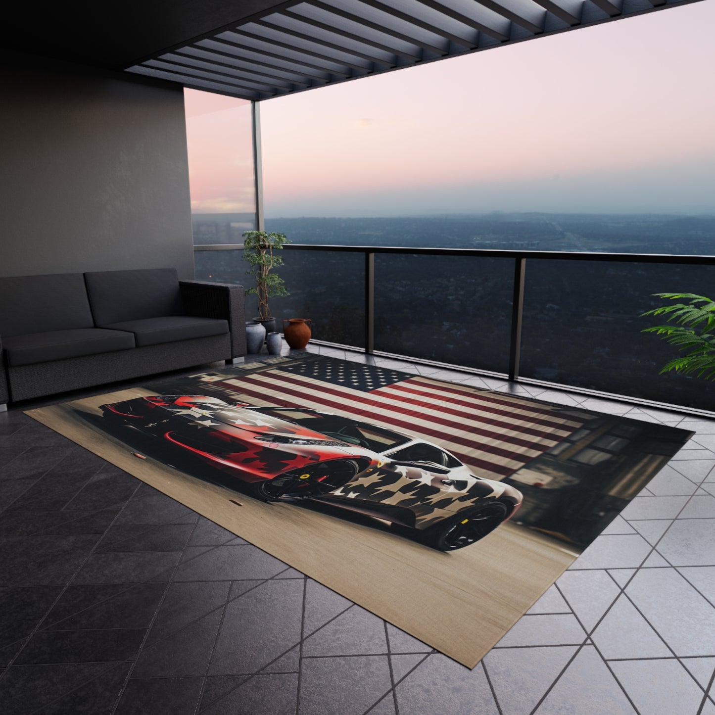 Outdoor Rug American Flag Farrari 1