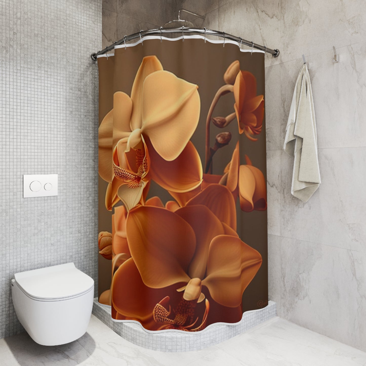 Polyester Shower Curtain orchid pedals 4