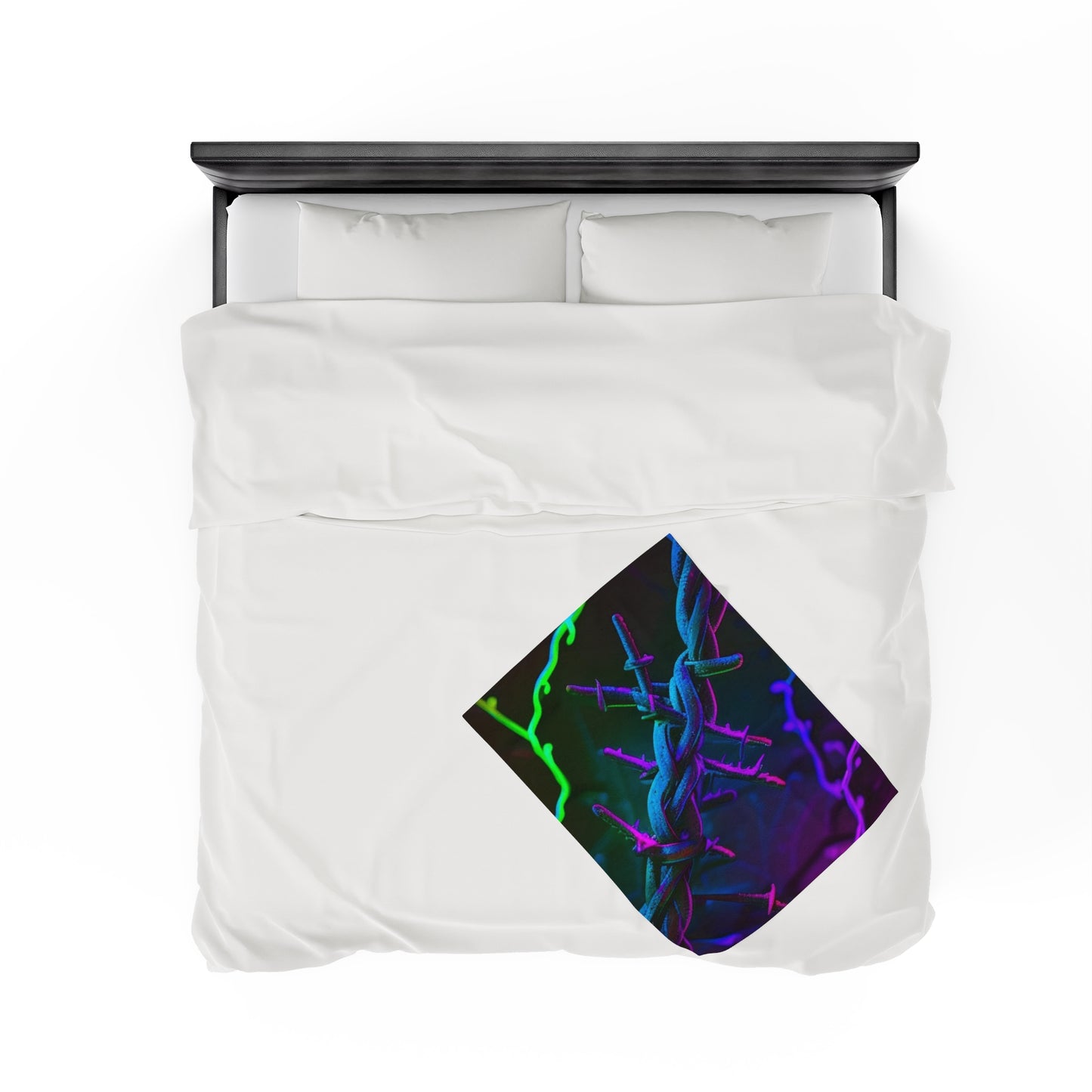 Velveteen Plush Blanket Macro Neon Barbs 4