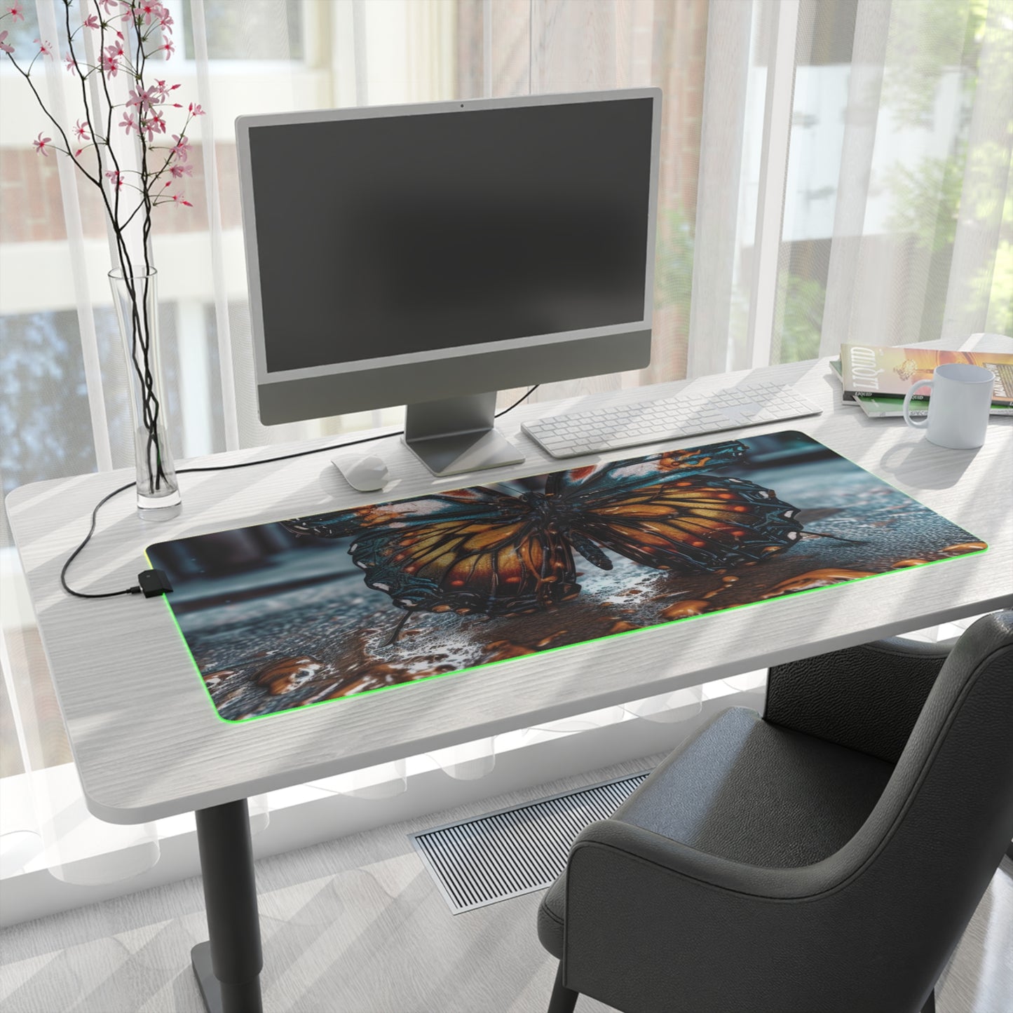 LED Gaming Mouse Pad Water Butterfly Street 3