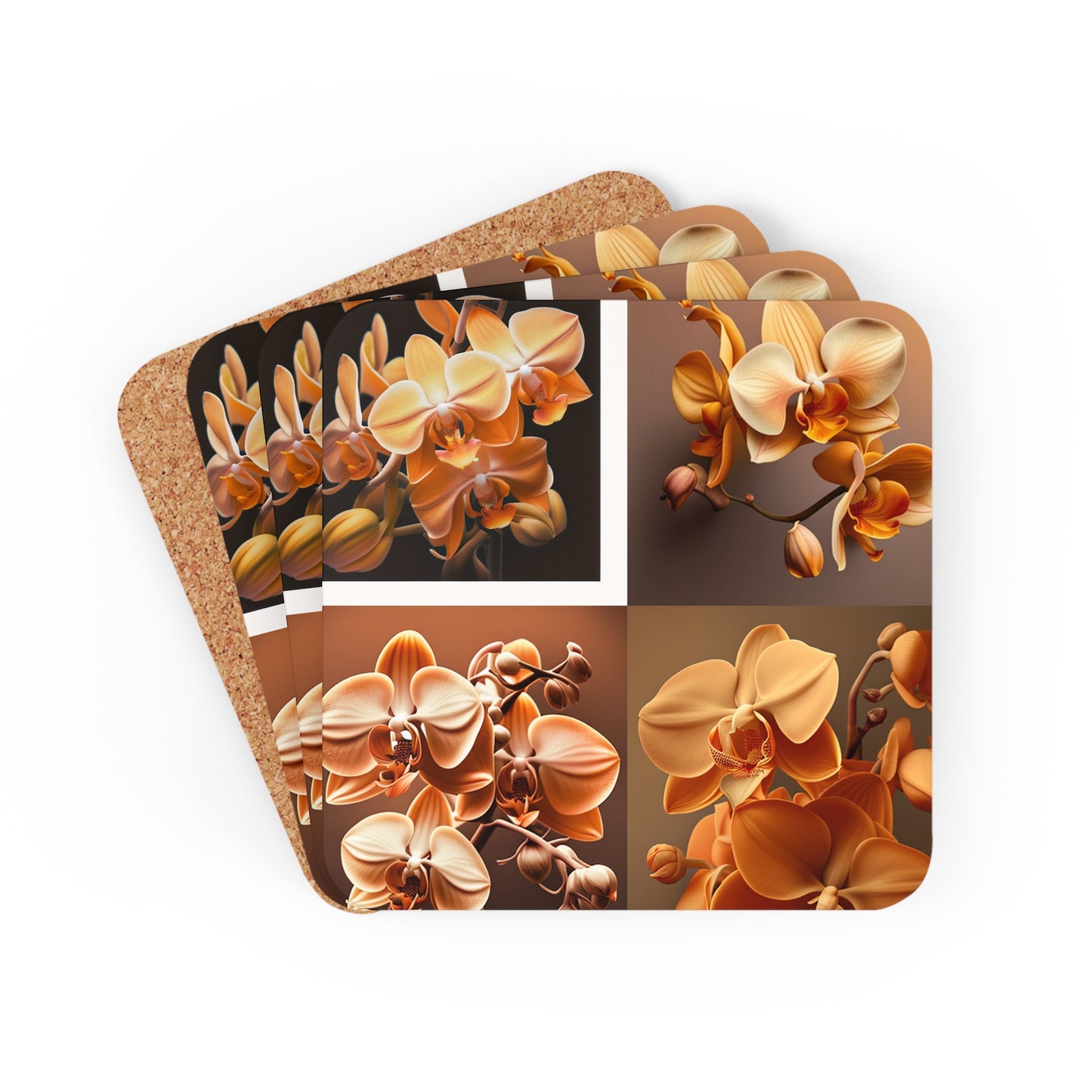 Corkwood Coaster Set orchid pedals 5