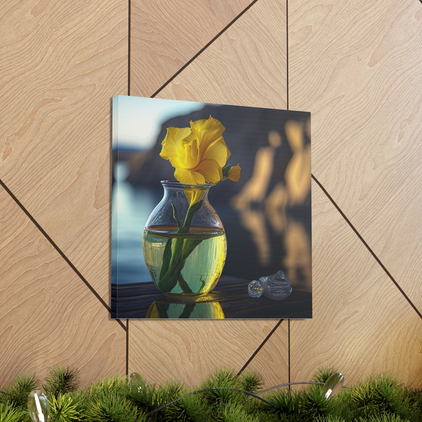 Canvas Gallery Wraps Yellow Gladiolus glass 3