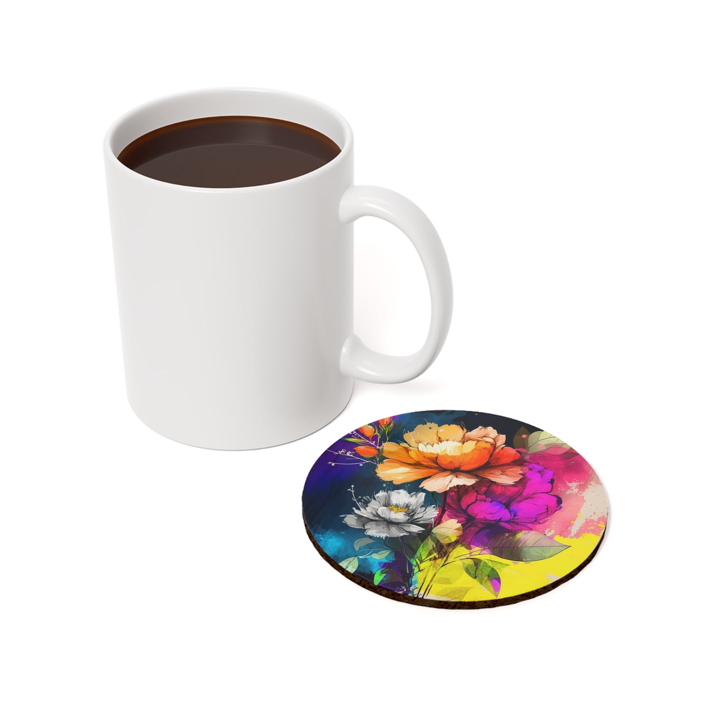 Cork Back Coaster Bright Spring Flowers 4