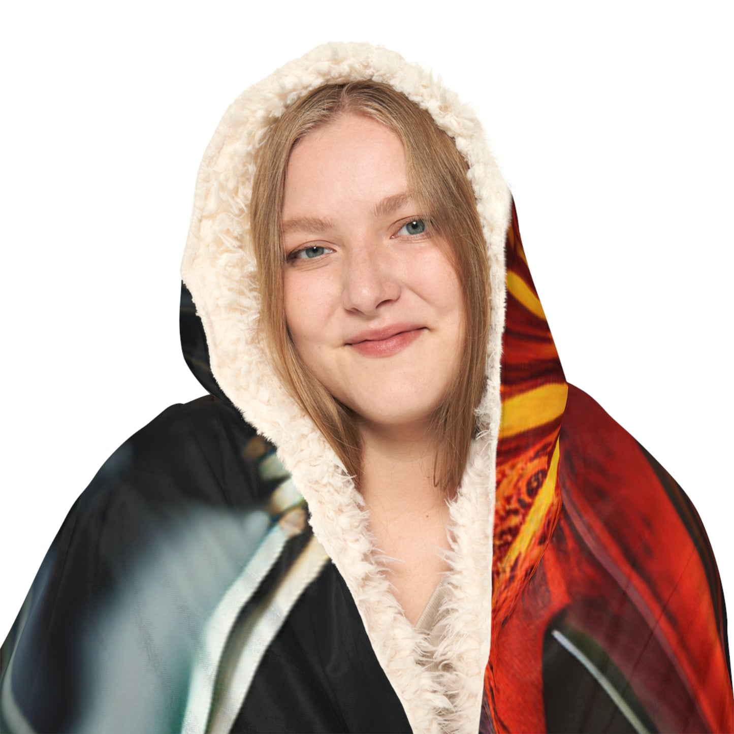 Snuggle Hooded Blanket Red Lily in a Glass vase 2