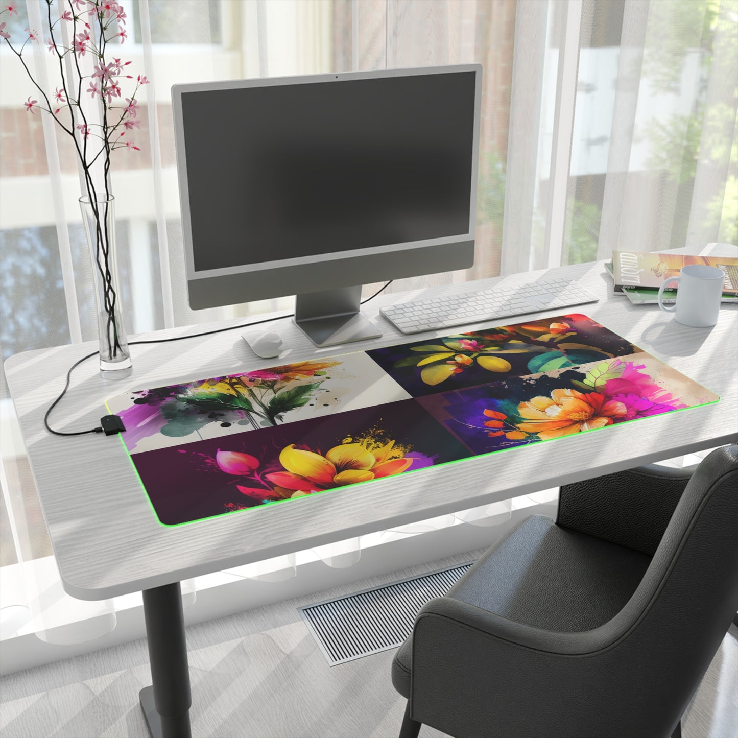 LED Gaming Mouse Pad Bright Spring Flowers 5