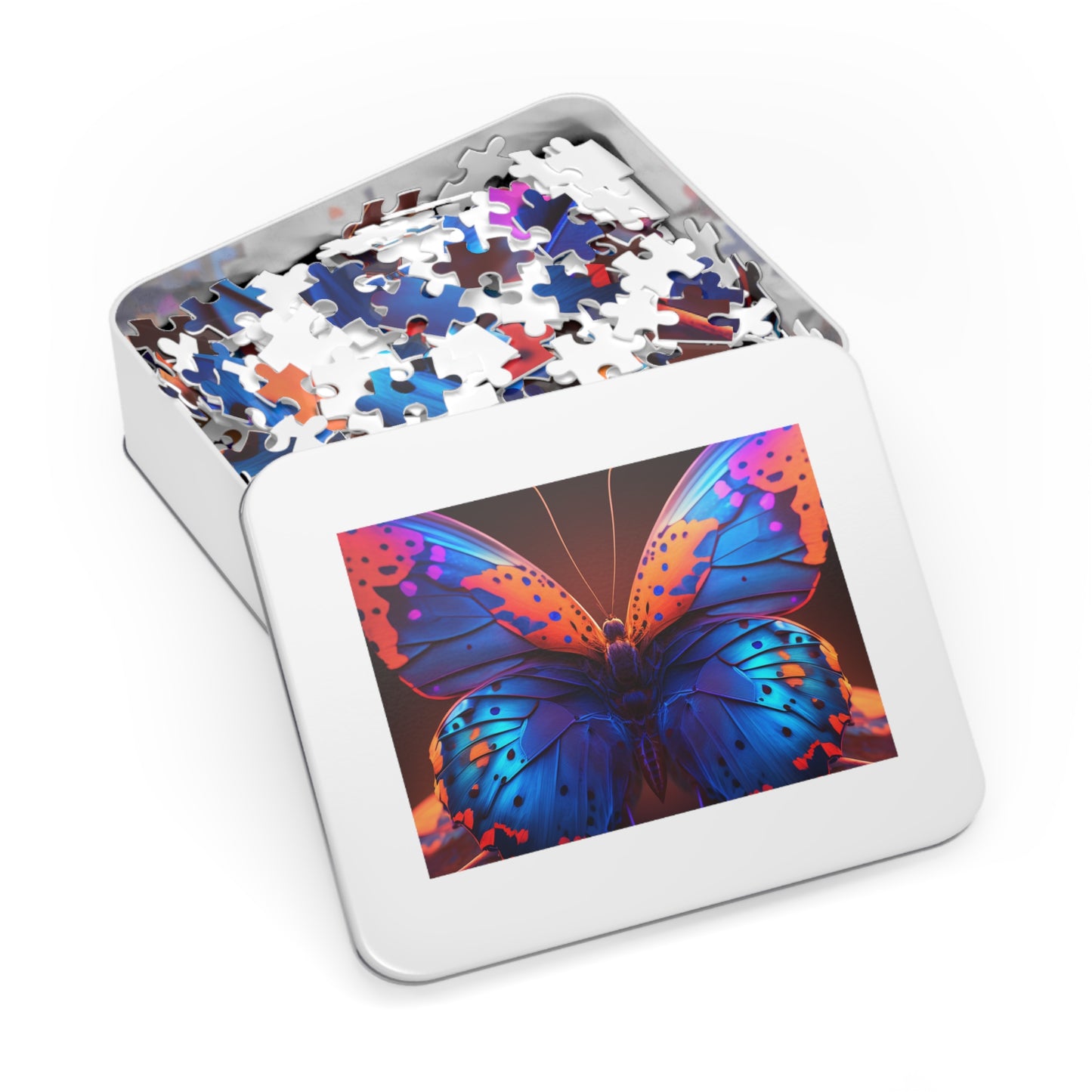 Jigsaw Puzzle (30, 110, 252, 500,1000-Piece) Neon Butterfly Macro 3