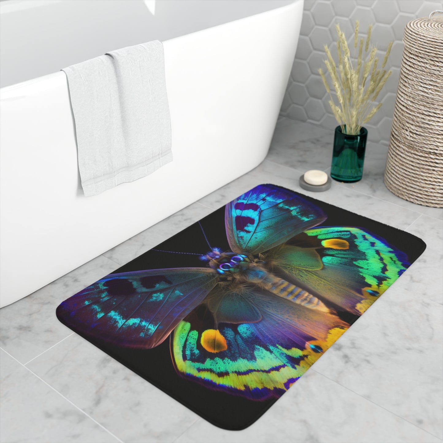 Memory Foam Bath Mat Neon Hue Butterfly 4