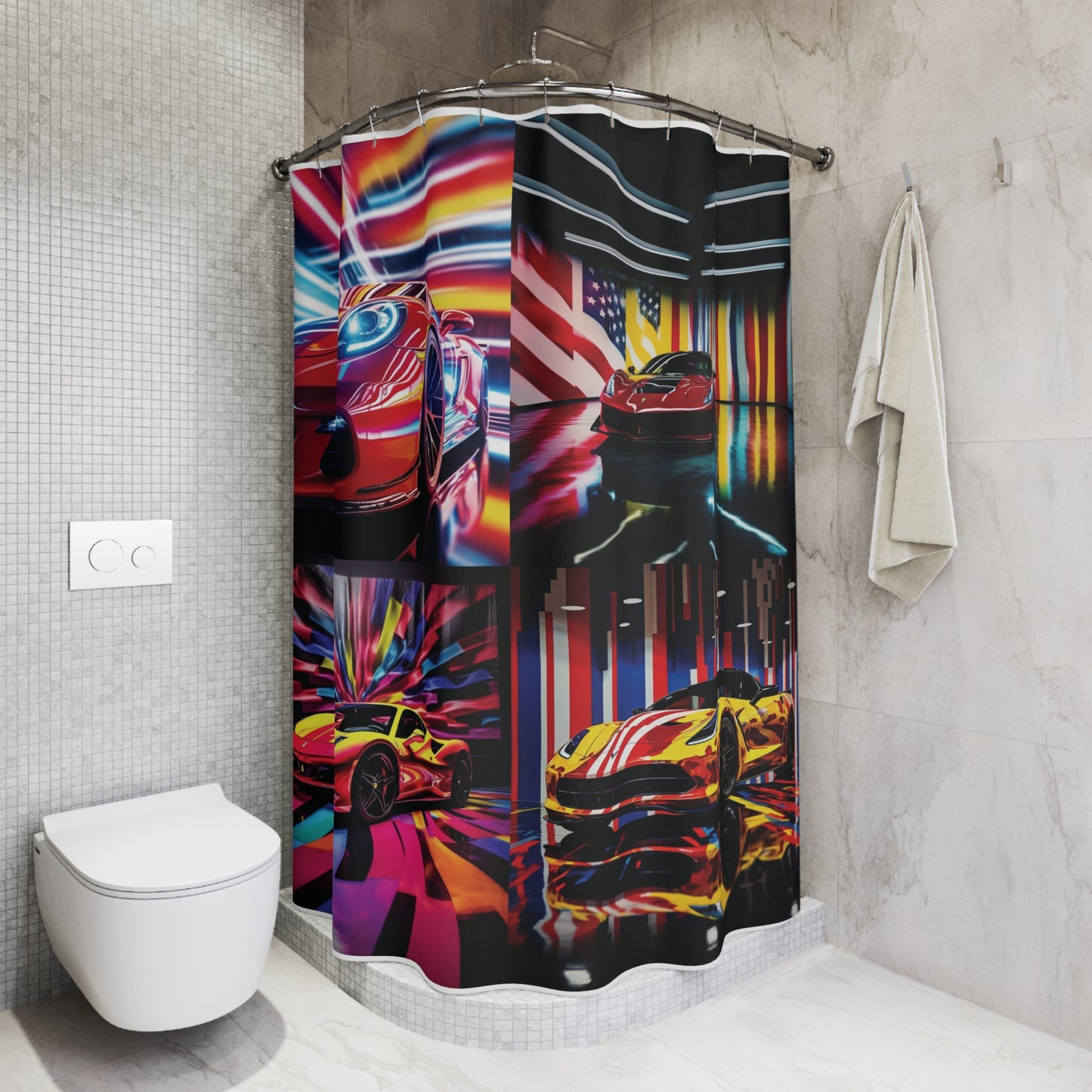 Polyester Shower Curtain Macro Flag Ferrari 5