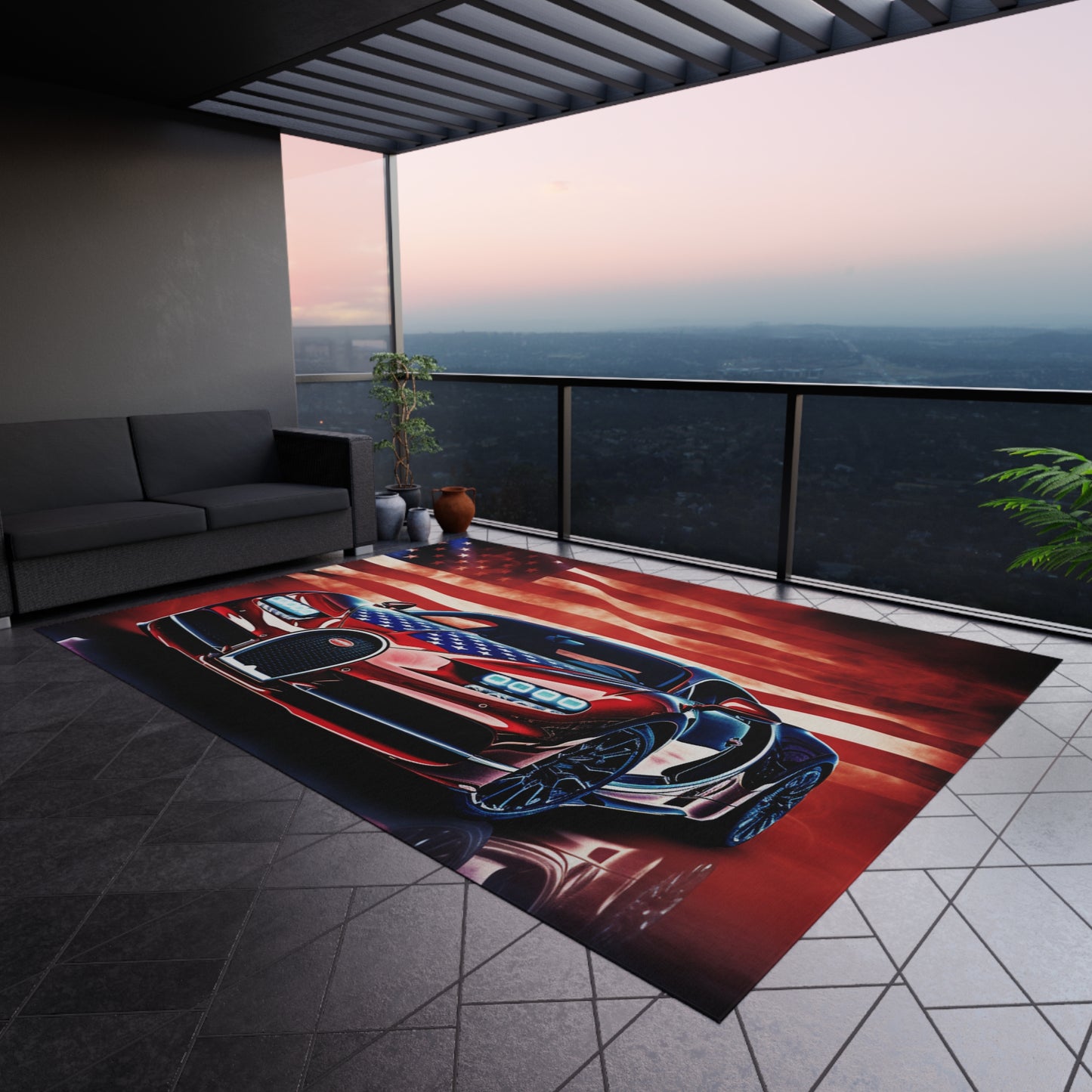 Outdoor Rug Abstract American Flag Background Bugatti 3