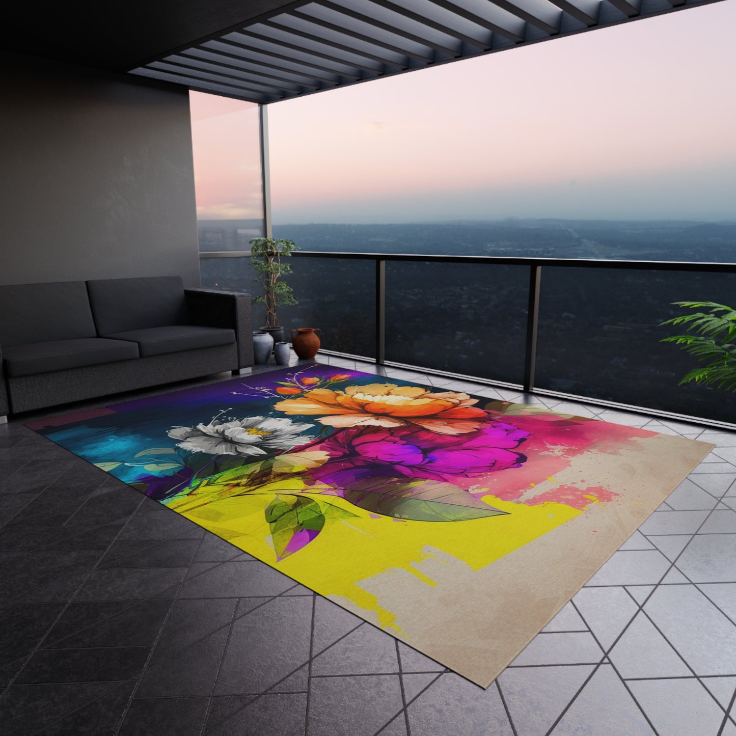 Outdoor Rug Bright Spring Flowers 4