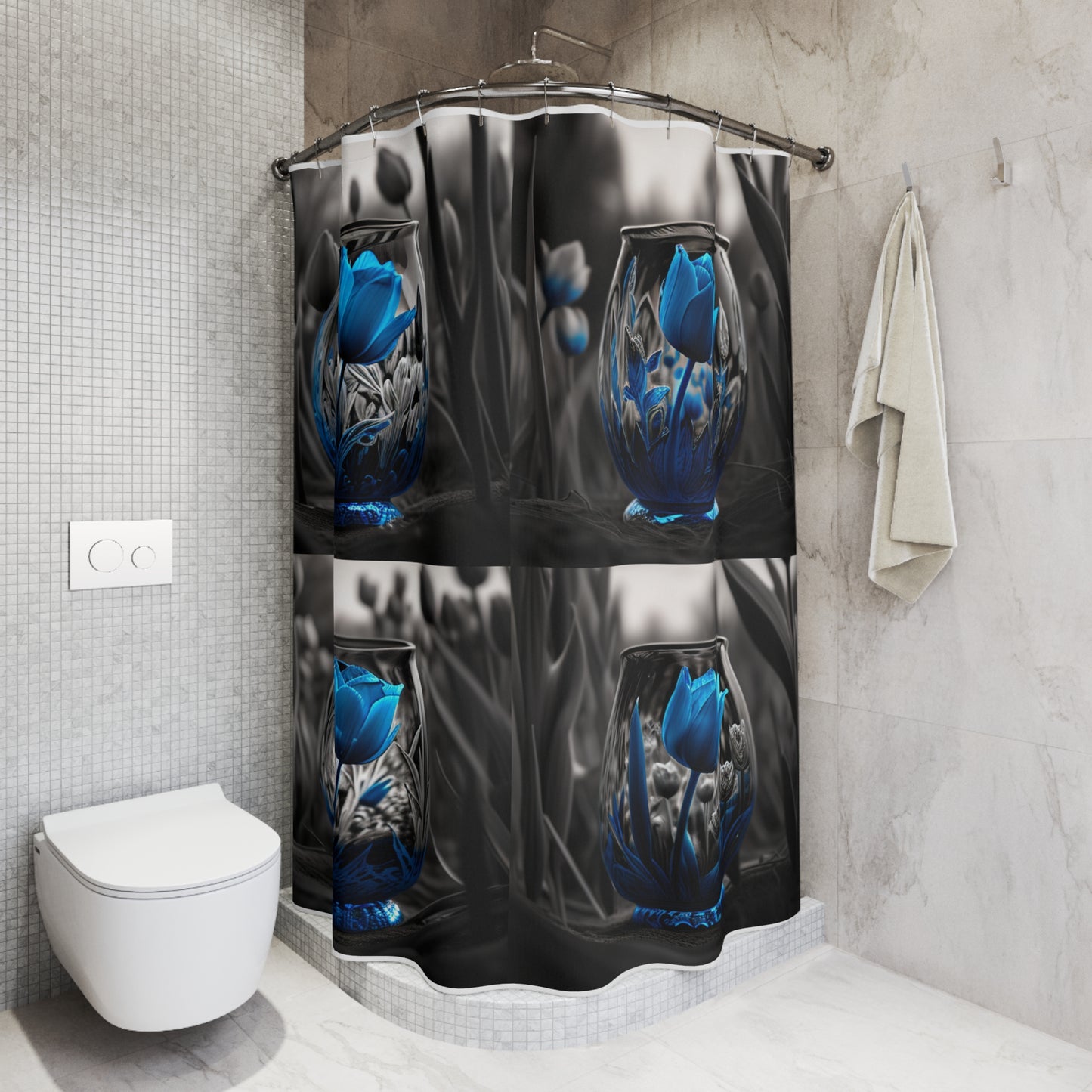 Polyester Shower Curtain Tulip Blue 5