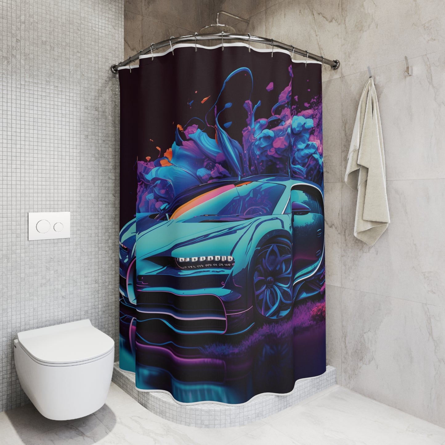 Polyester Shower Curtain Bugatti Neon Chiron 3