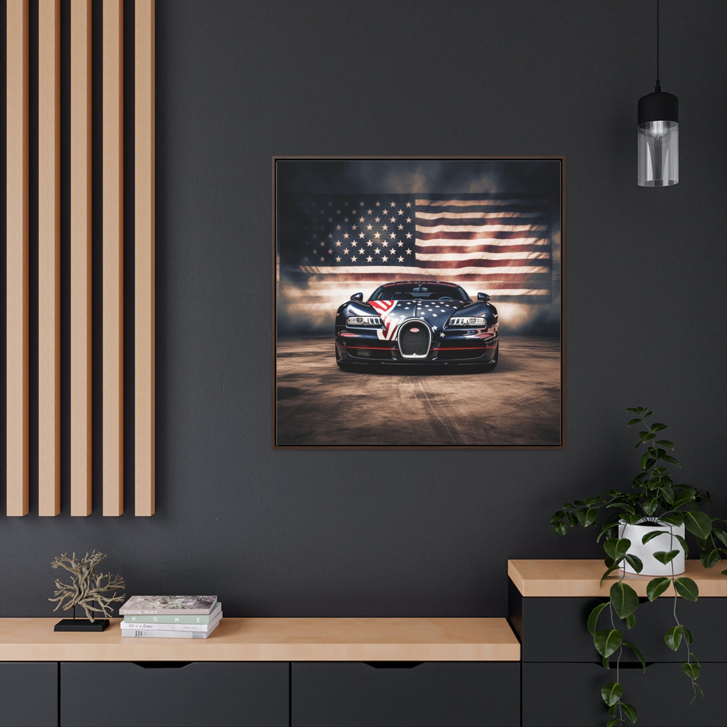 Gallery Canvas Wraps, Square Frame Bugatti American Flag 2