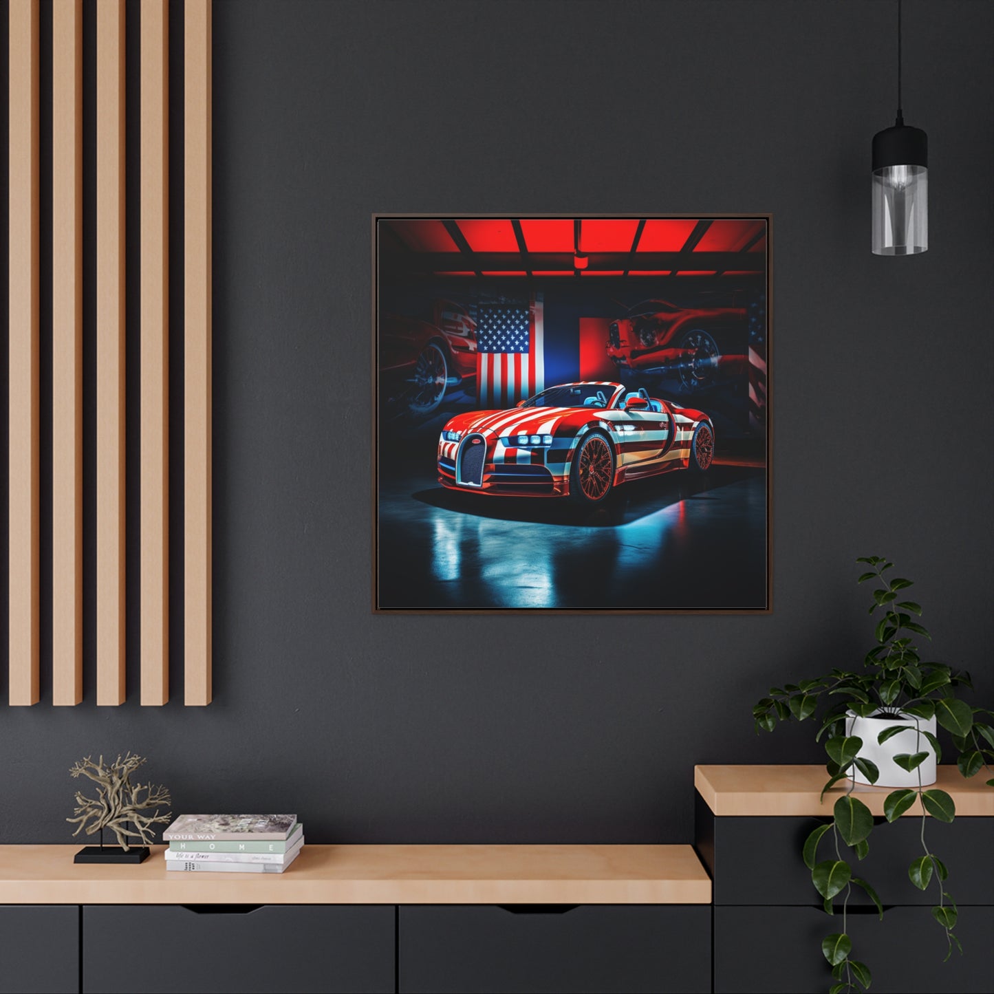 Gallery Canvas Wraps, Square Frame Macro Bugatti American Flag 2