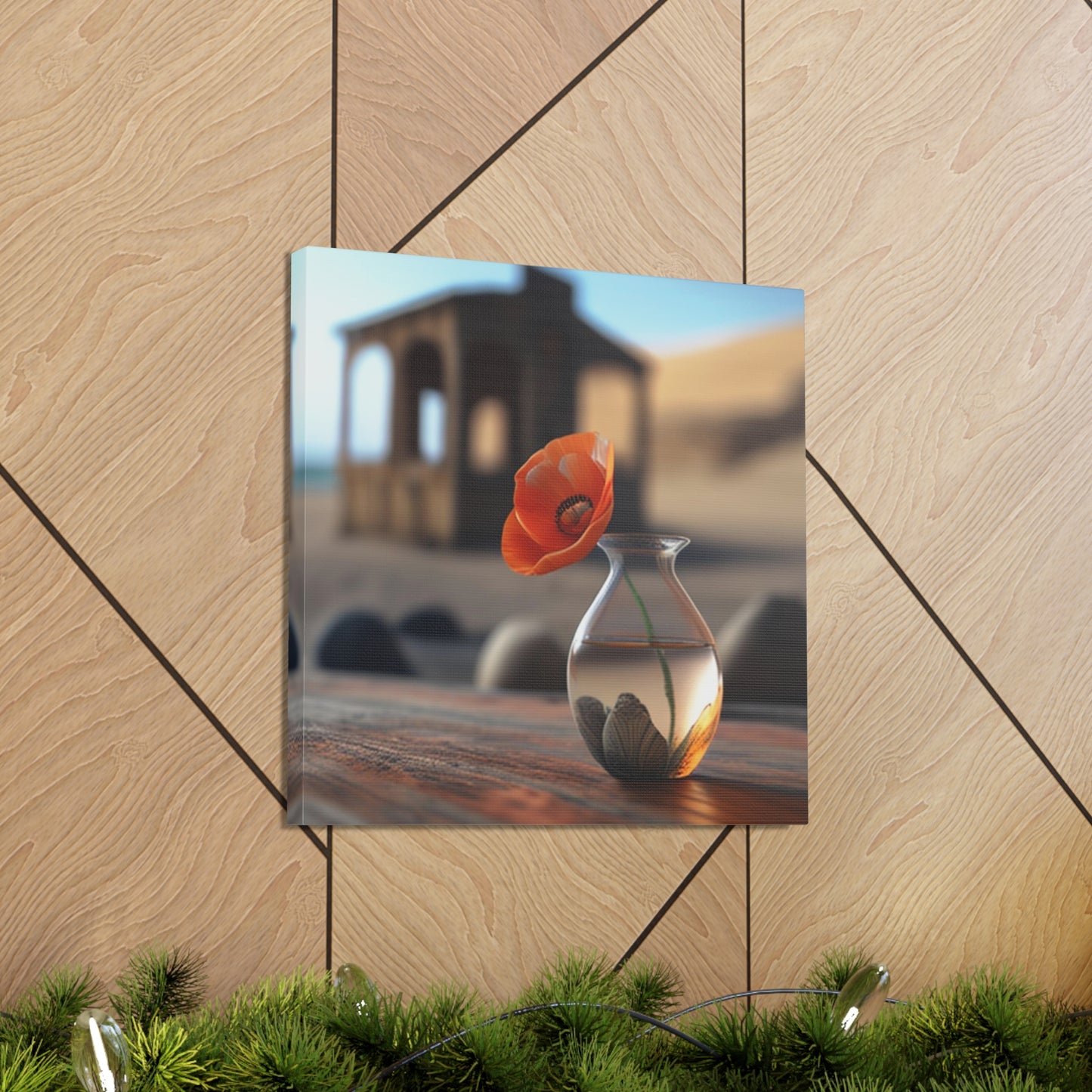 Canvas Gallery Wraps Poppy in a Glass Vase 1