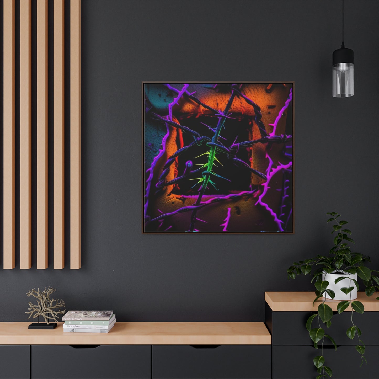 Gallery Canvas Wraps, Square Frame Macro Neon Barbs 1