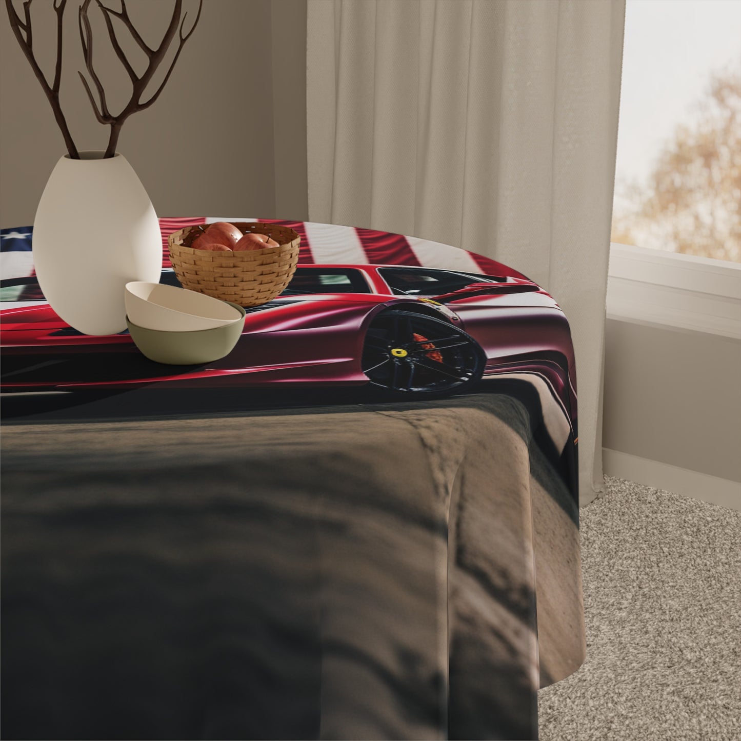 Tablecloth American Flag Background Ferrari 3