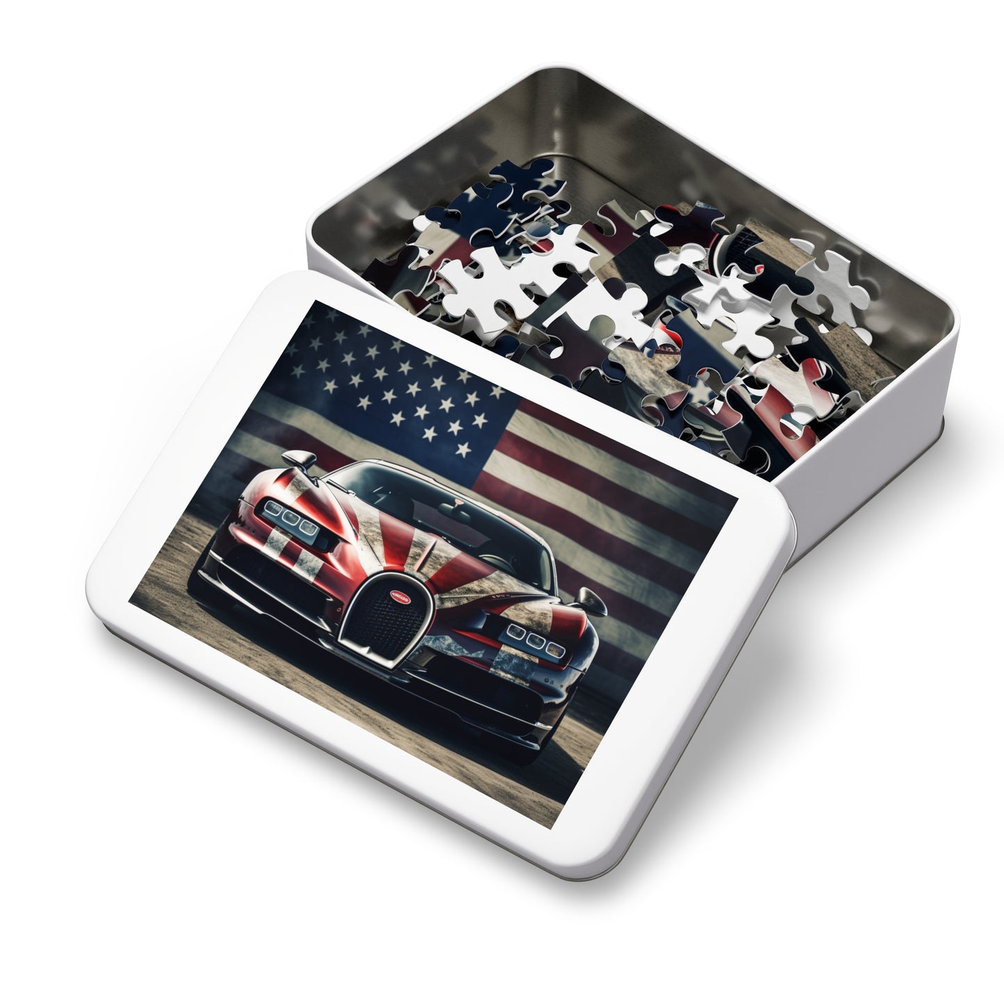 Jigsaw Puzzle (30, 110, 252, 500,1000-Piece) American Flag Background Bugatti 3