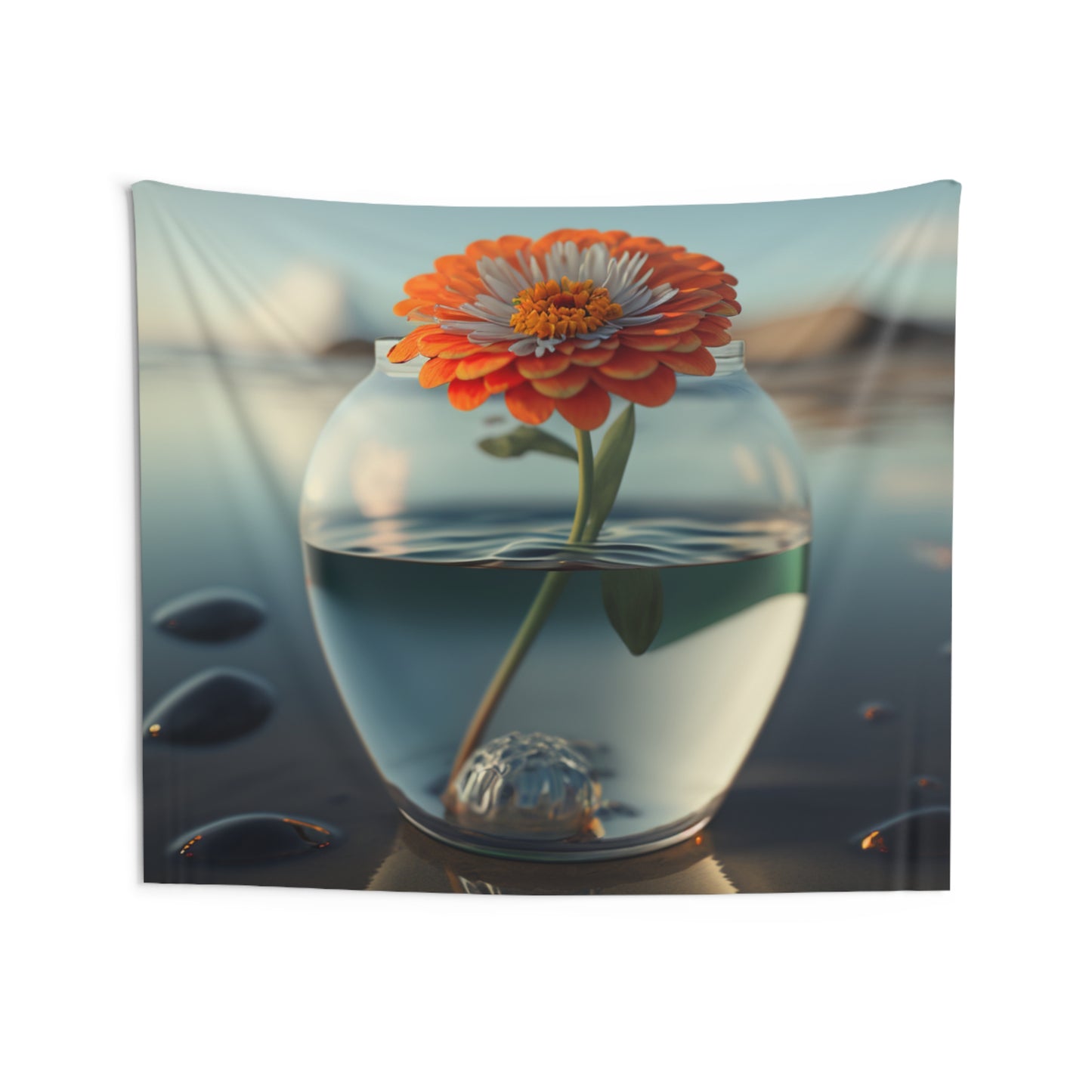 Indoor Wall Tapestries Orange Zinnia 3