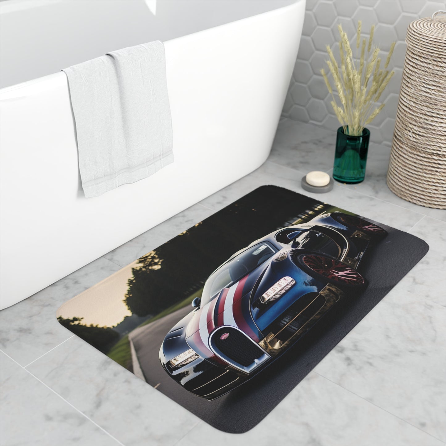 Memory Foam Bath Mat Bugatti Flag American 1