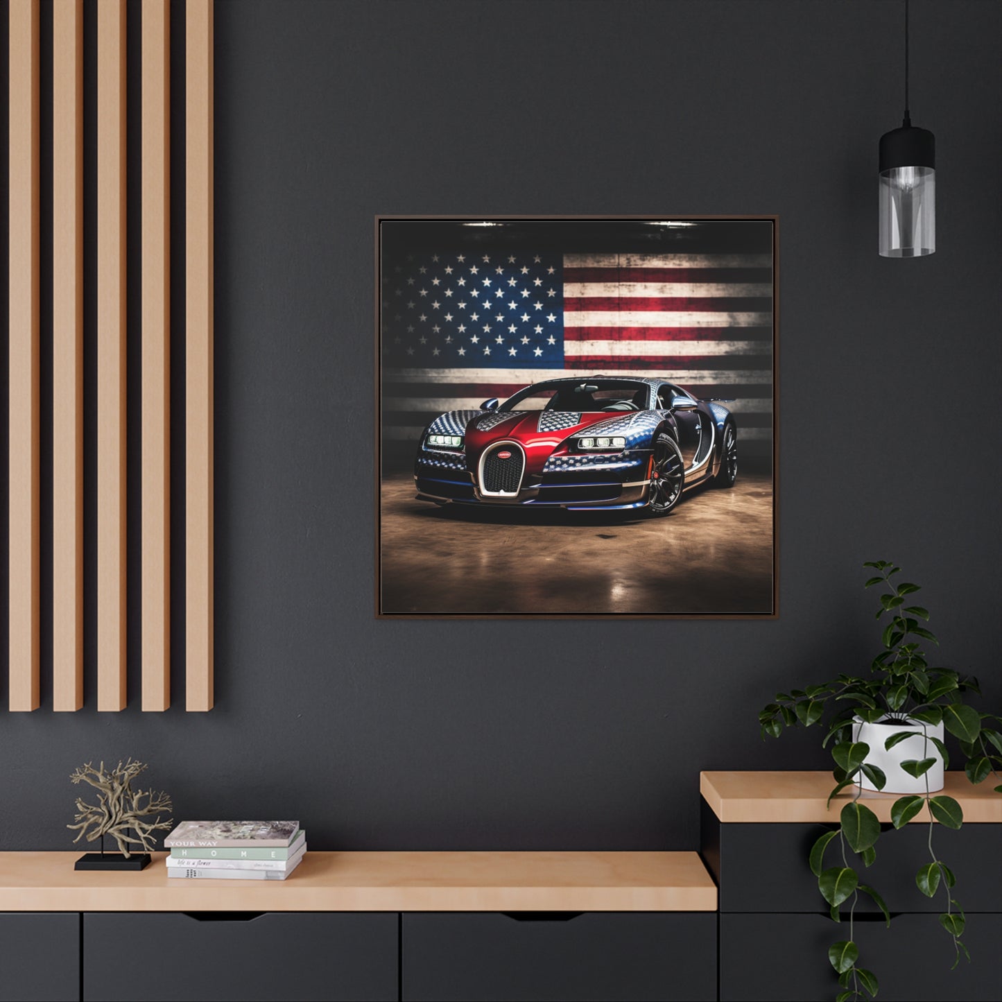 Gallery Canvas Wraps, Square Frame Bugatti American Flag 1