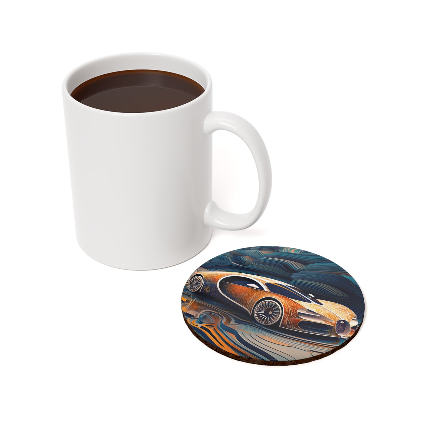 Cork Back Coaster Bugatti Abstract Flair 1