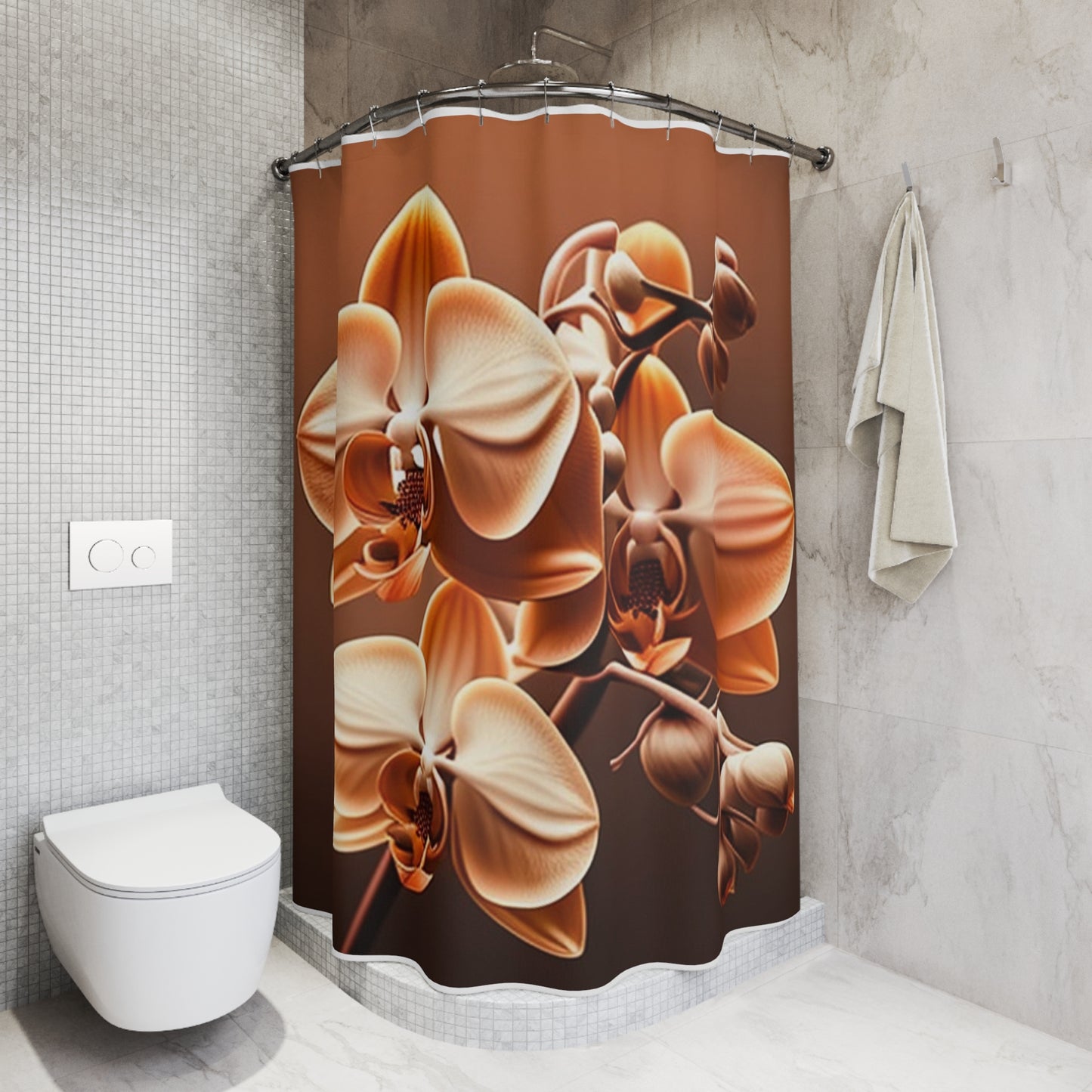Polyester Shower Curtain orchid pedals 3