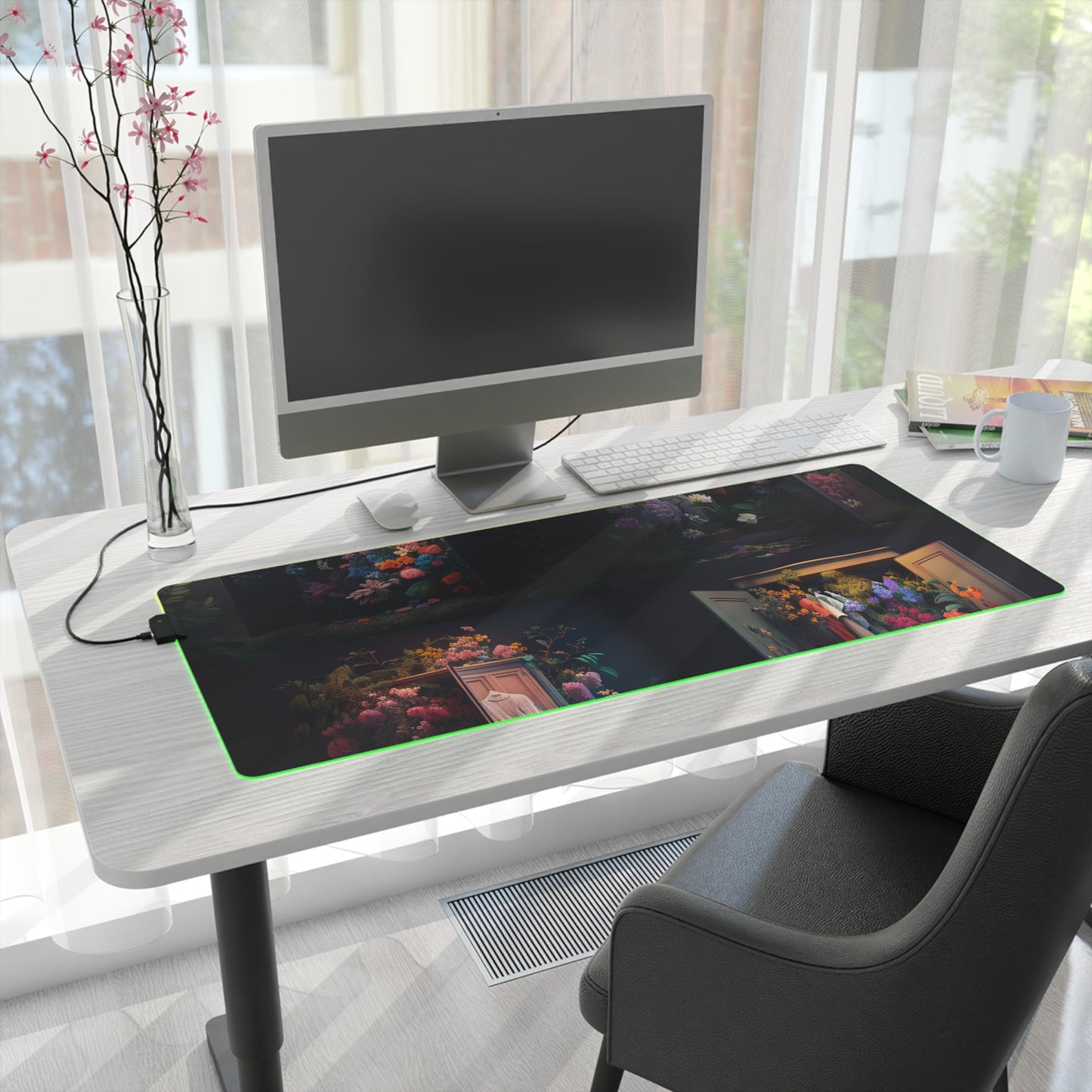 LED Gaming Mouse Pad A Wardrobe Surrounded by Flowers 5