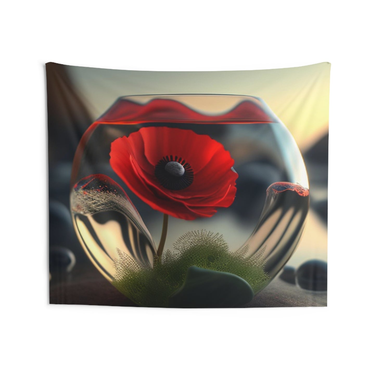 Indoor Wall Tapestries Red Anemone in a Vase 3