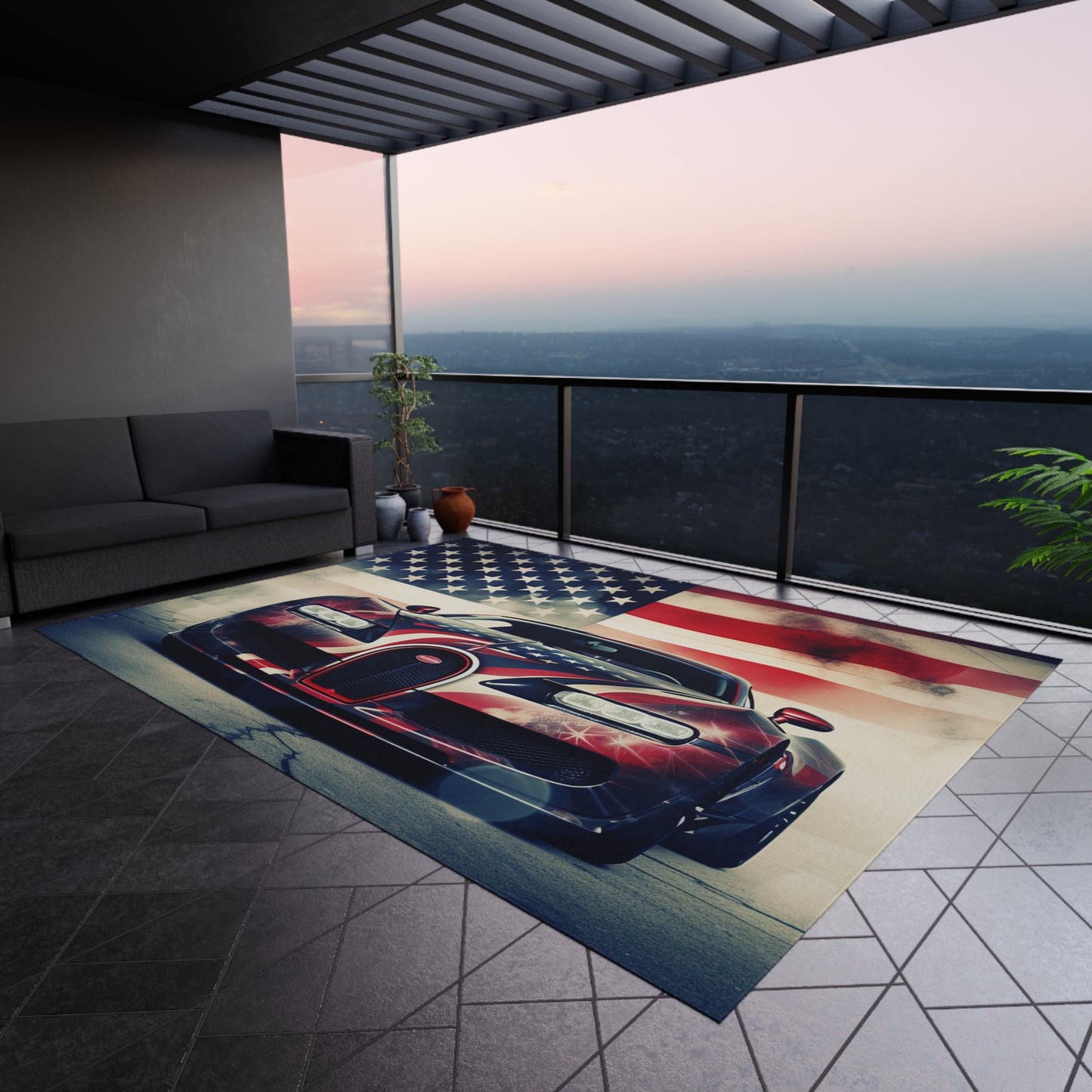 Outdoor Rug Abstract American Flag Background Bugatti 1